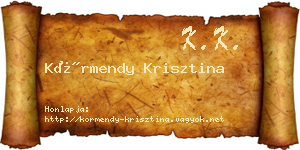 Körmendy Krisztina névjegykártya