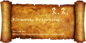 Körmendy Krisztina névjegykártya