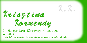 krisztina kormendy business card