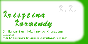 krisztina kormendy business card